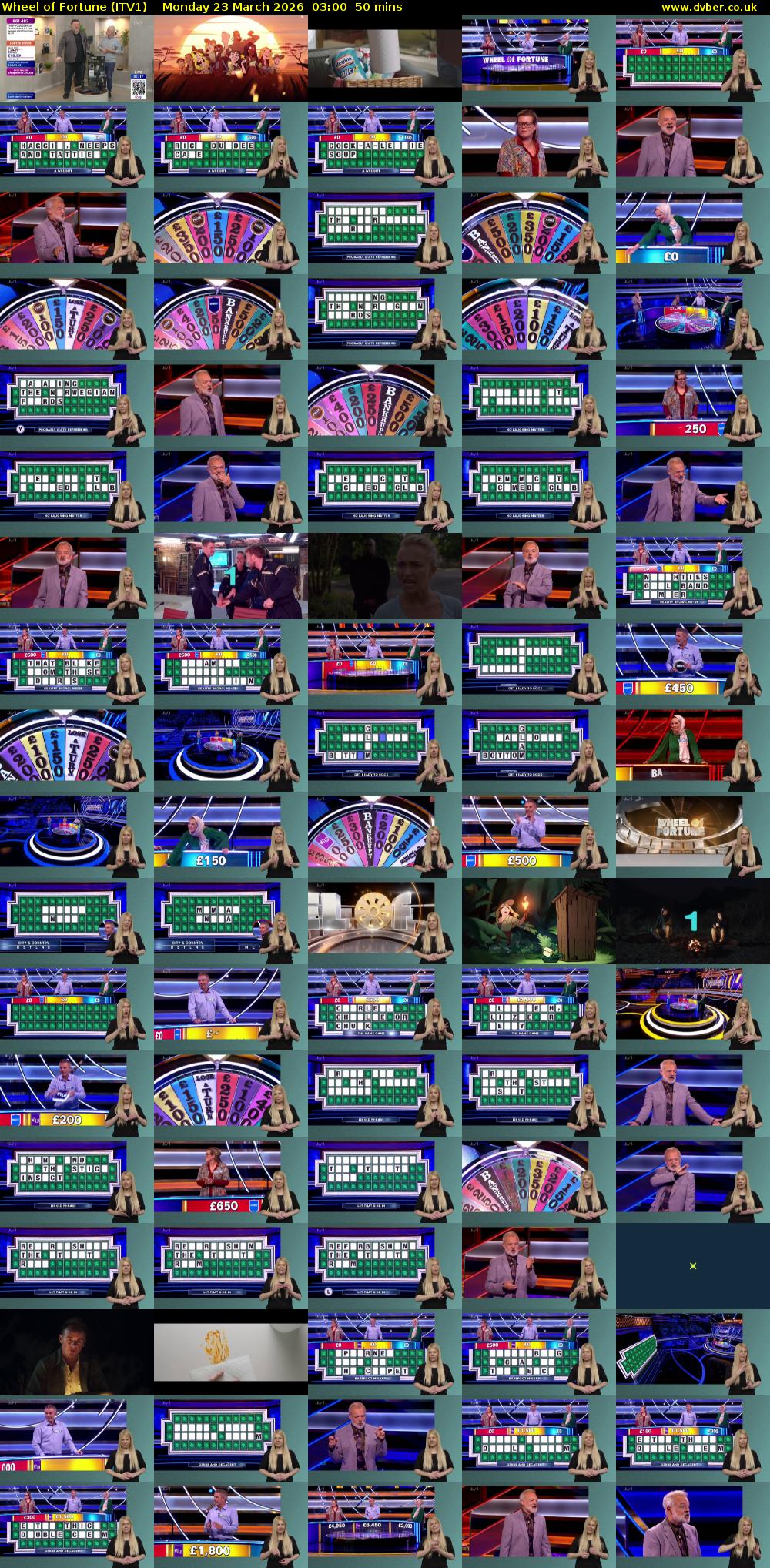 Wheel of Fortune (ITV1) Monday 23 March 2026 03:00 - 03:50