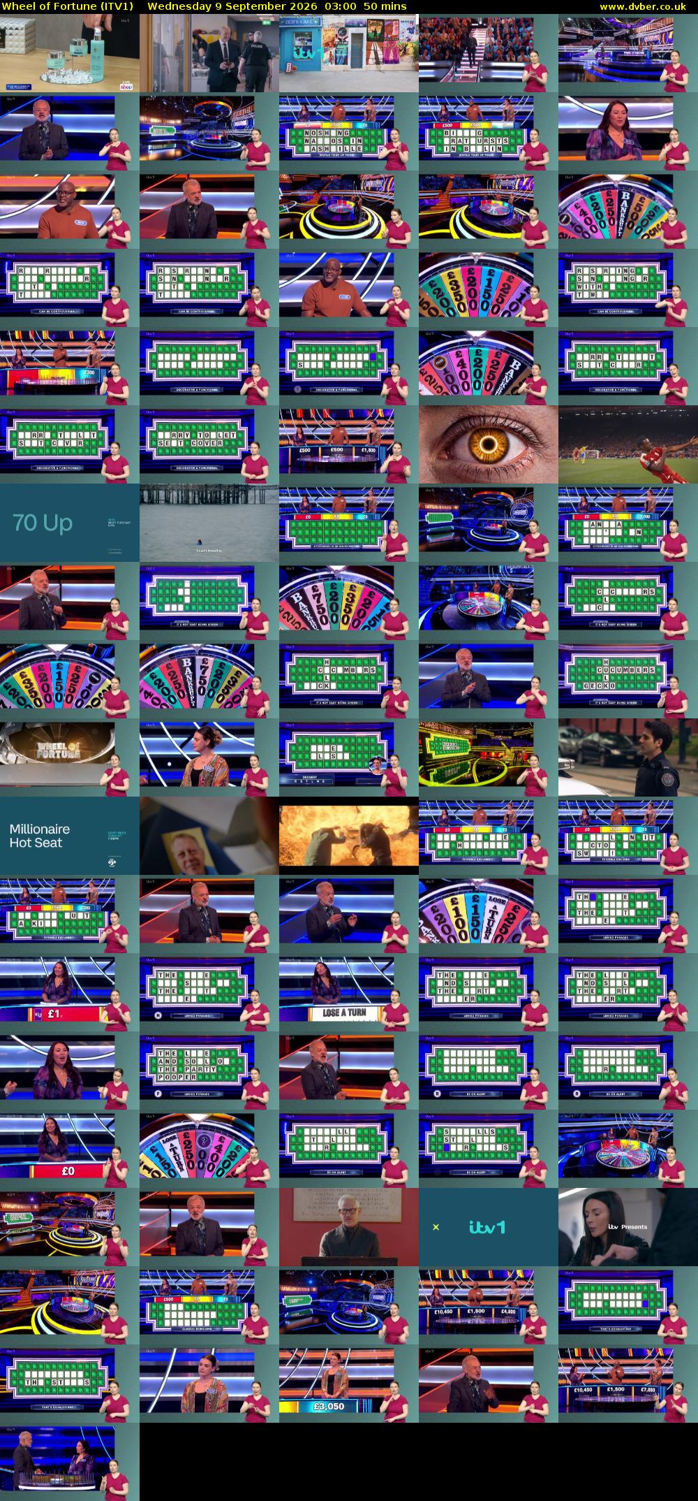 Wheel of Fortune (ITV1) Wednesday 9 September 2026 03:00 - 03:50
