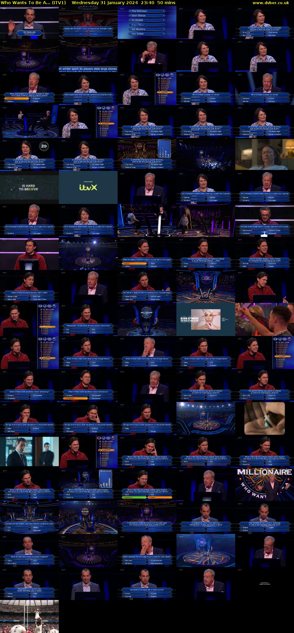Who Wants To Be A... (ITV1) Wednesday 31 January 2024 23:40 - 00:30