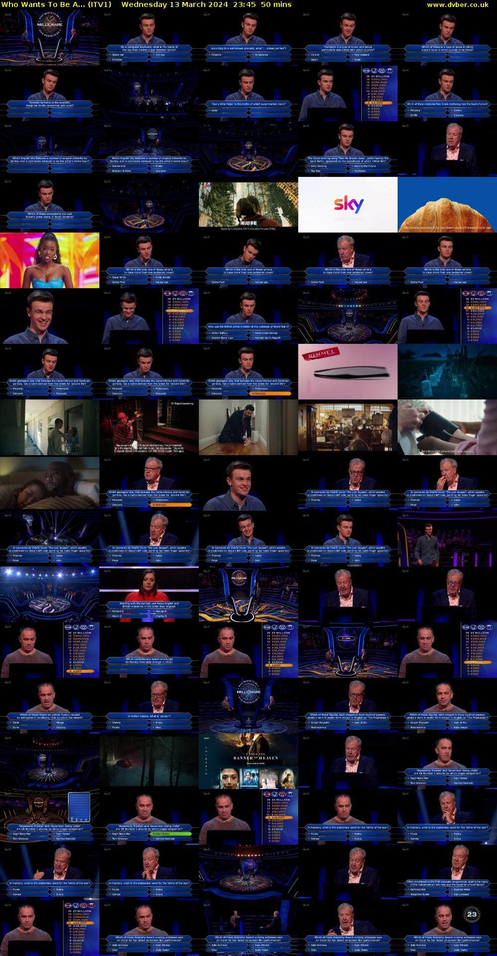 Who Wants To Be A... (ITV1) Wednesday 13 March 2024 23:45 - 00:35
