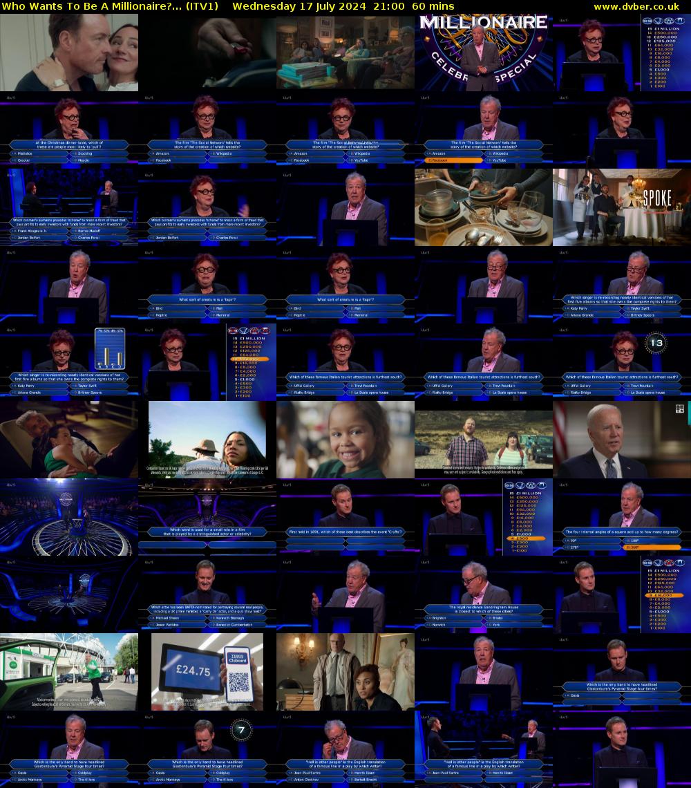 Who Wants To Be A Millionaire?... (ITV1) Wednesday 17 July 2024 21:00 - 22:00