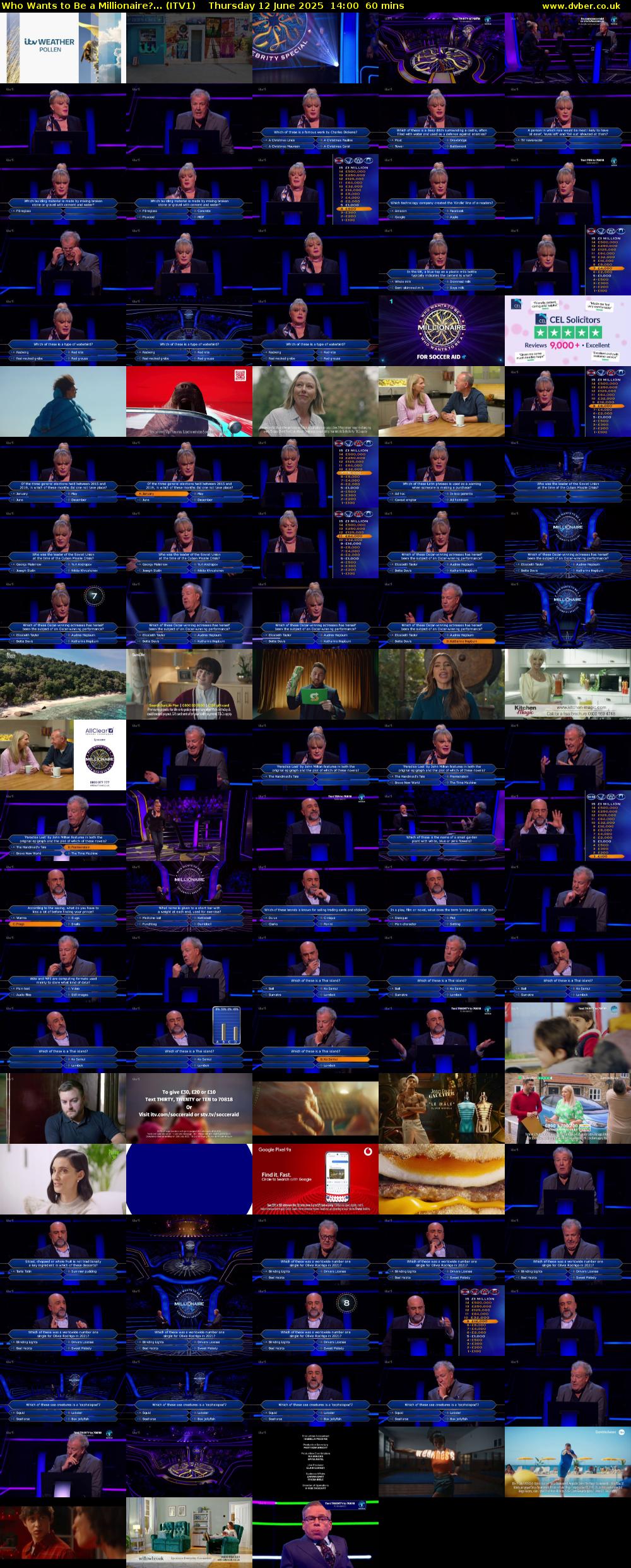 Who Wants To Be A Millionaire?... (ITV1) Thursday 12 June 2025 14:00 - 15:00