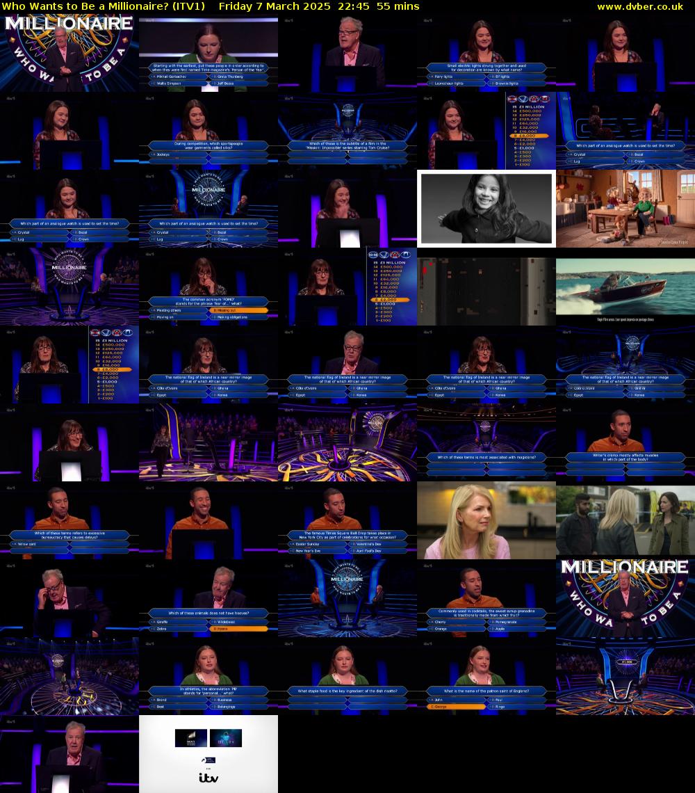 Who Wants to Be a Millionaire? (ITV1) Friday 7 March 2025 22:45 - 23:40