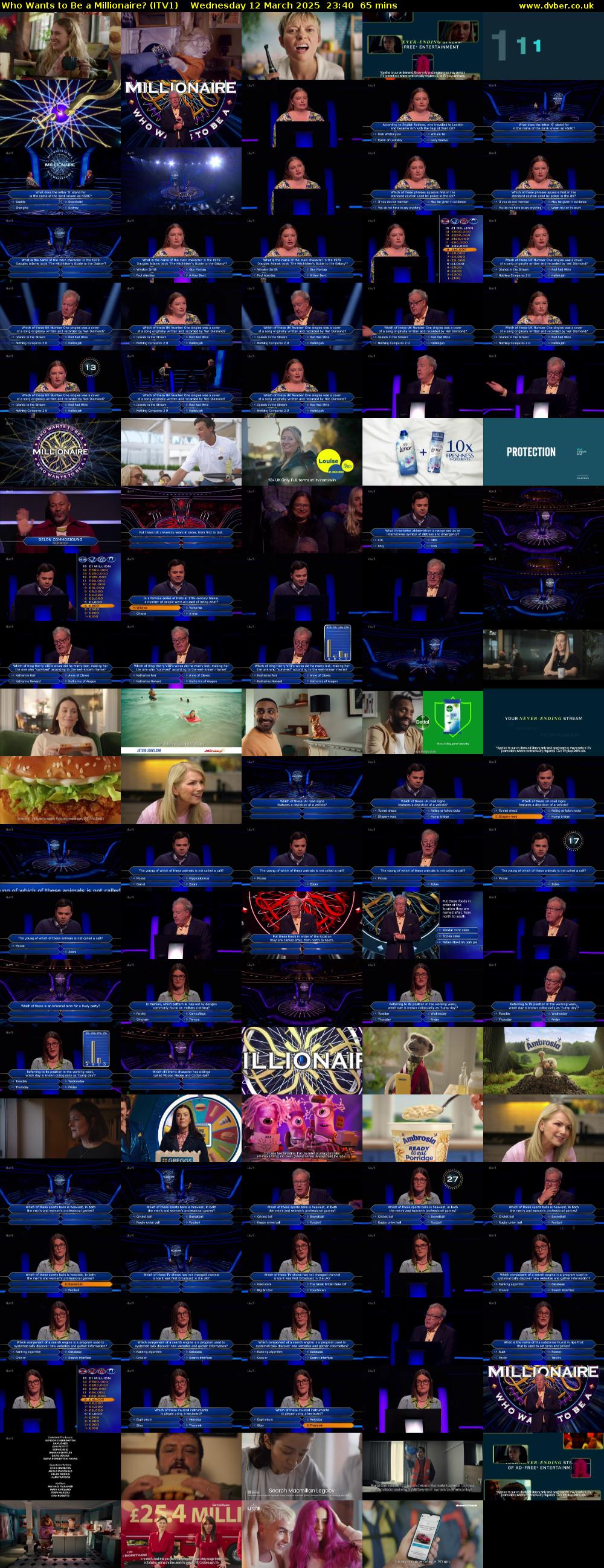Who Wants to Be a Millionaire? (ITV1) Wednesday 12 March 2025 23:40 - 00:45