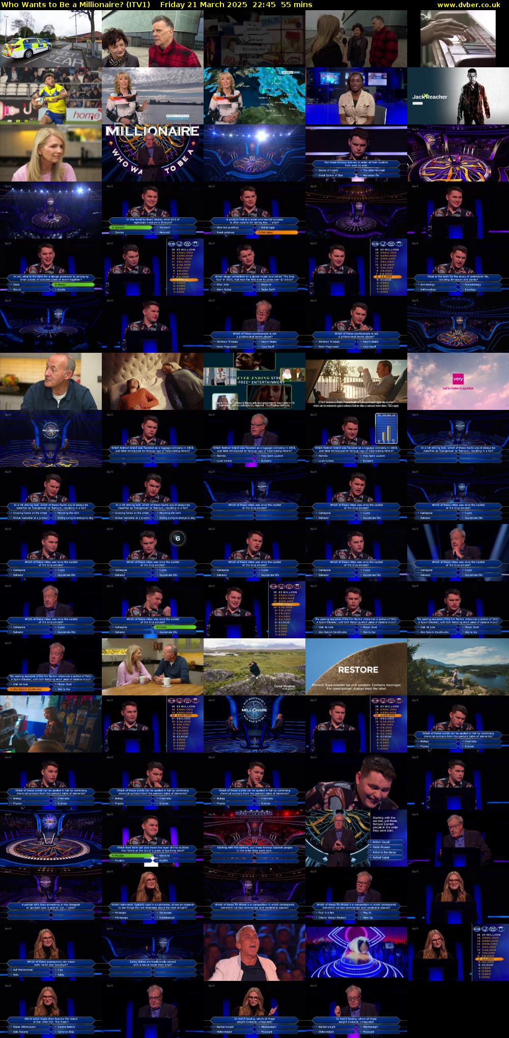 Who Wants to Be a Millionaire? (ITV1) Friday 21 March 2025 22:45 - 23:40
