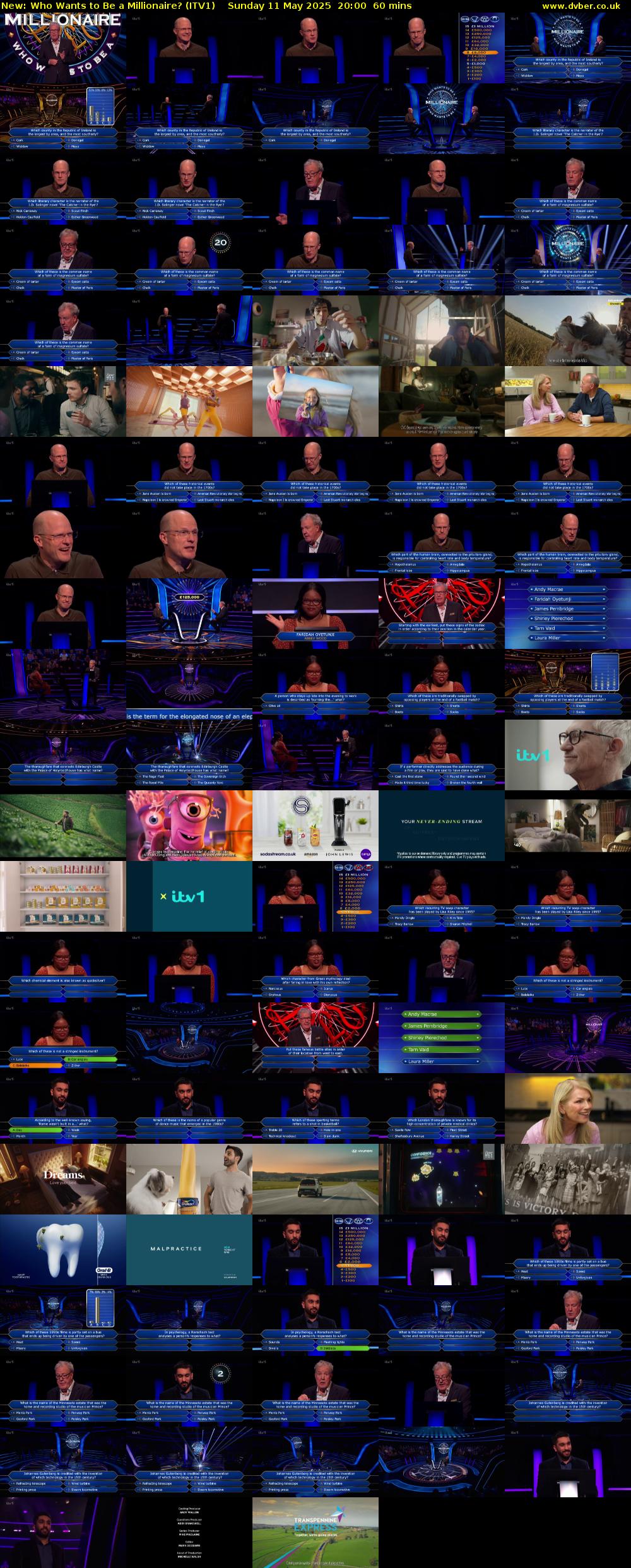 Who Wants to Be a Millionaire? (ITV1) Sunday 11 May 2025 20:00 - 21:00