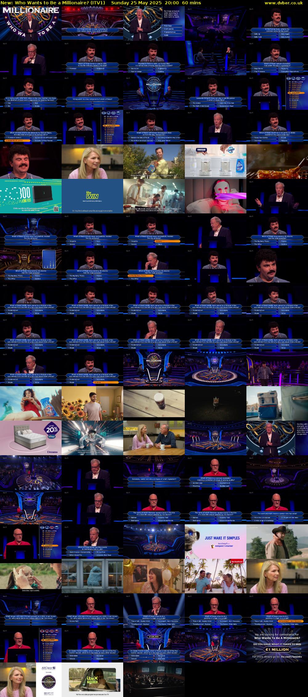Who Wants to Be a Millionaire? (ITV1) Sunday 25 May 2025 20:00 - 21:00