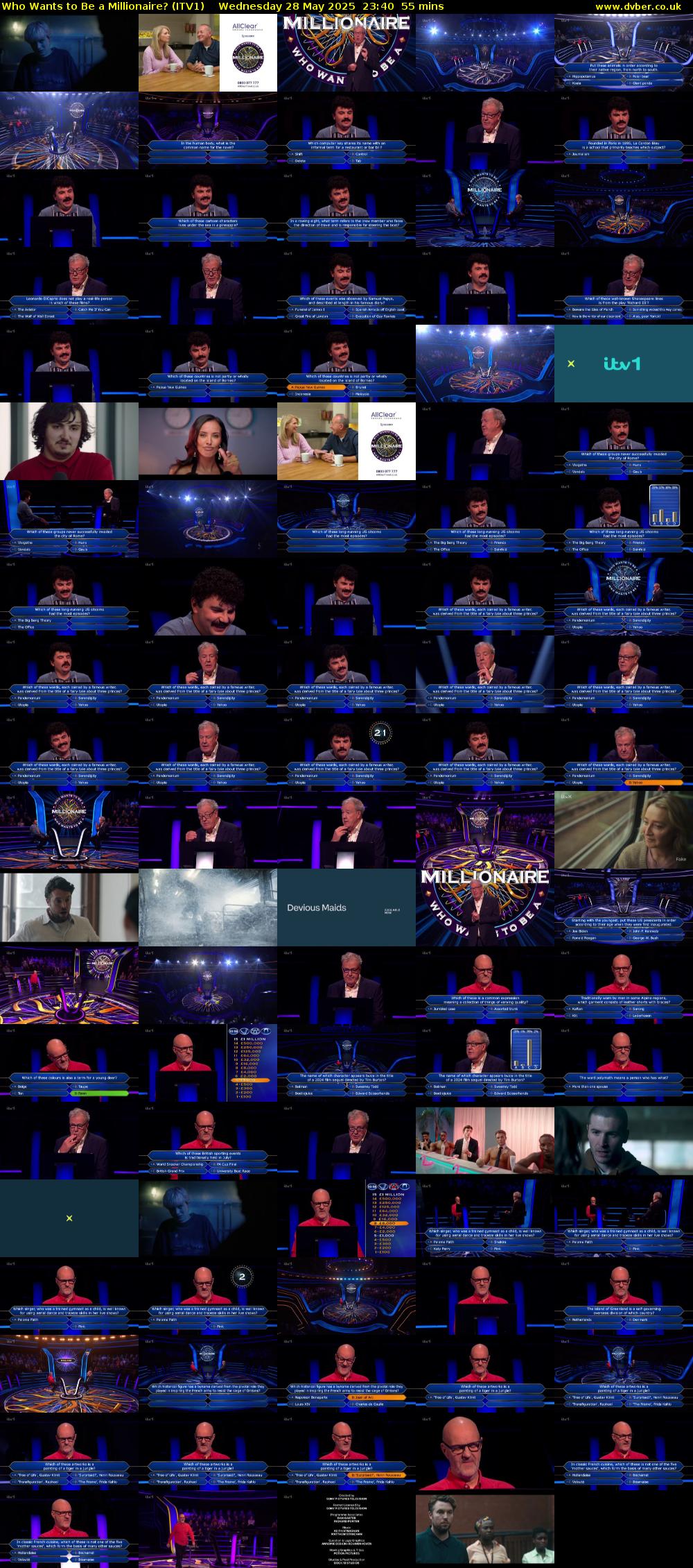 Who Wants to Be a Millionaire? (ITV1) Wednesday 28 May 2025 23:40 - 00:35