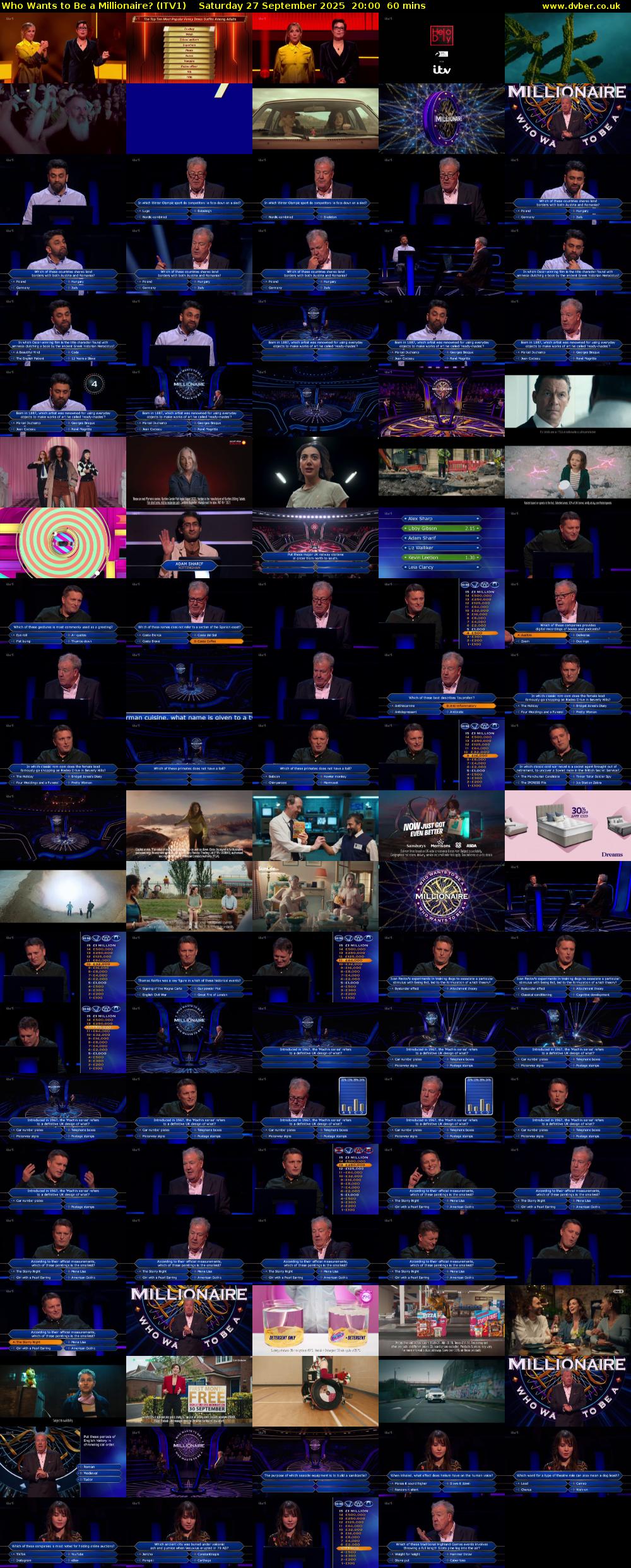 Who Wants to Be a Millionaire? (ITV1) Saturday 27 September 2025 20:00 - 21:00