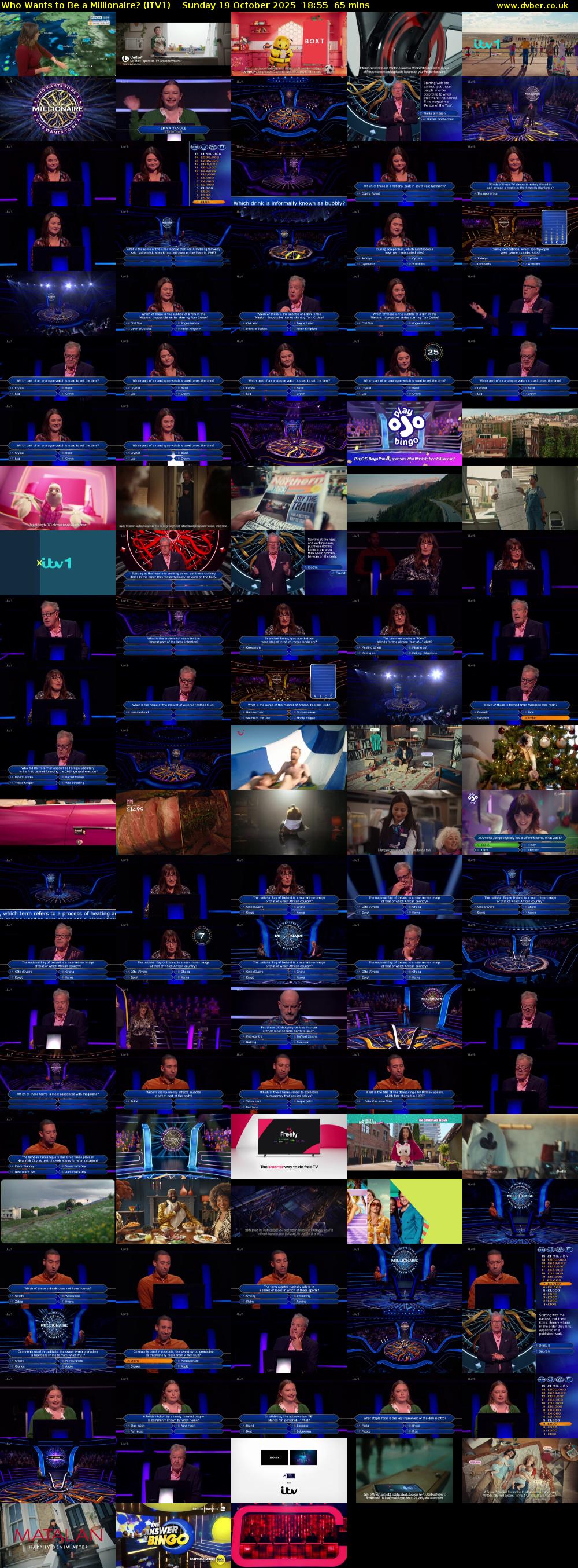 Who Wants to Be a Millionaire? (ITV1) Sunday 19 October 2025 18:55 - 20:00