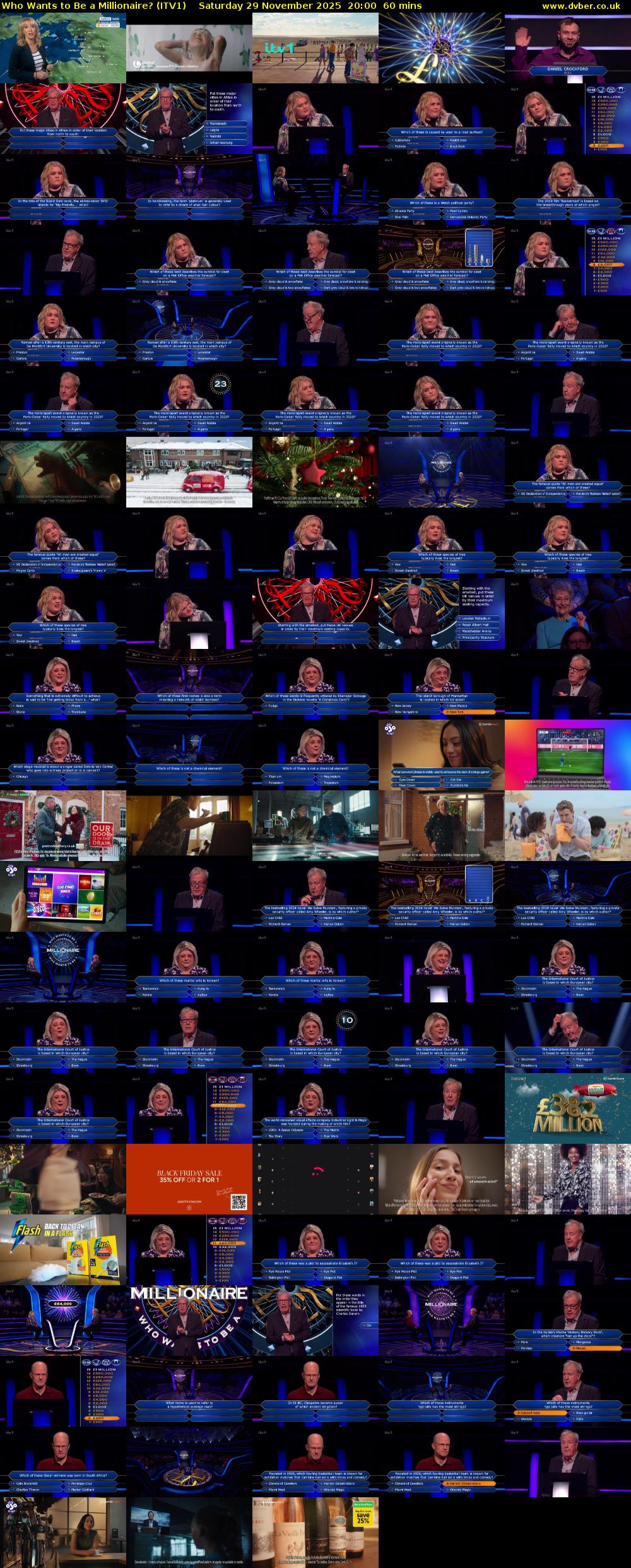 Who Wants to Be a Millionaire? (ITV1) Saturday 29 November 2025 20:00 - 21:00