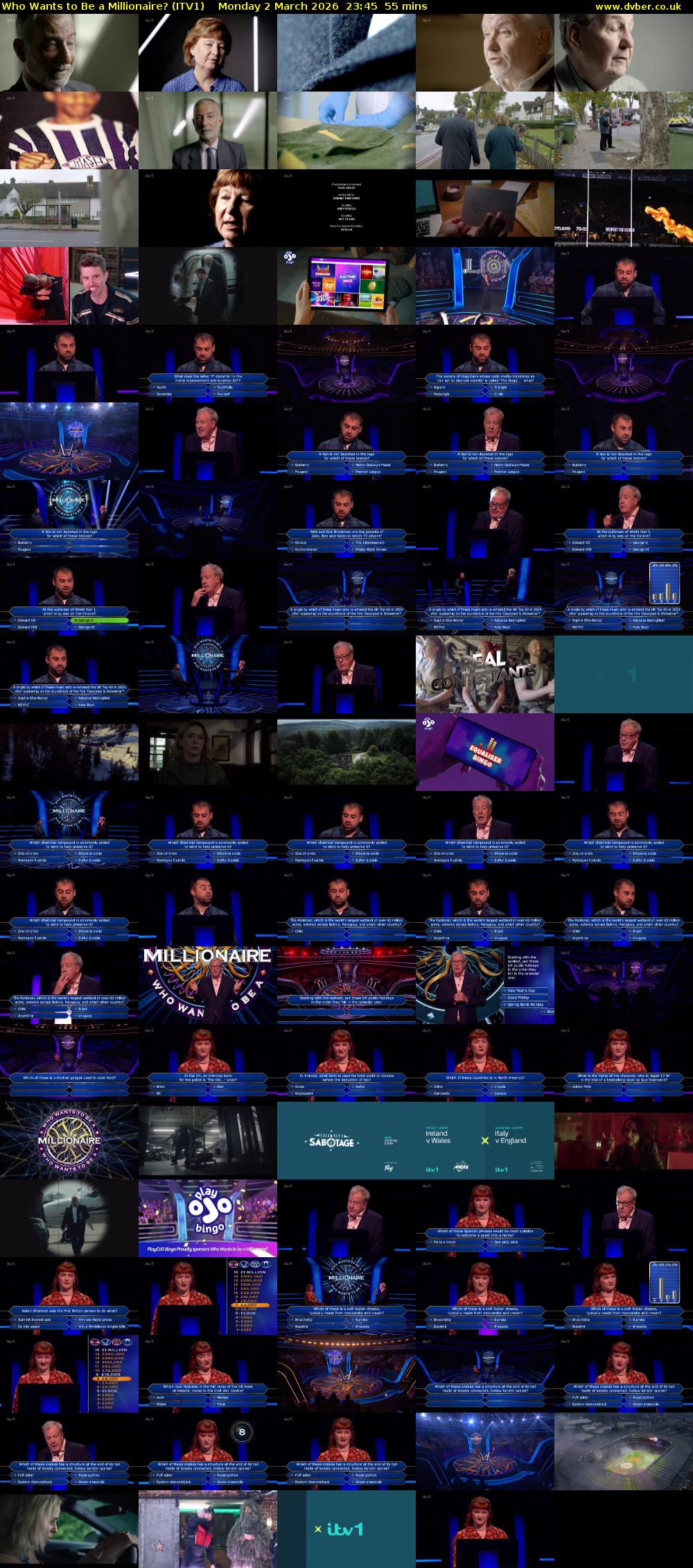 Who Wants to Be a Millionaire? (ITV1) Monday 2 March 2026 23:45 - 00:40