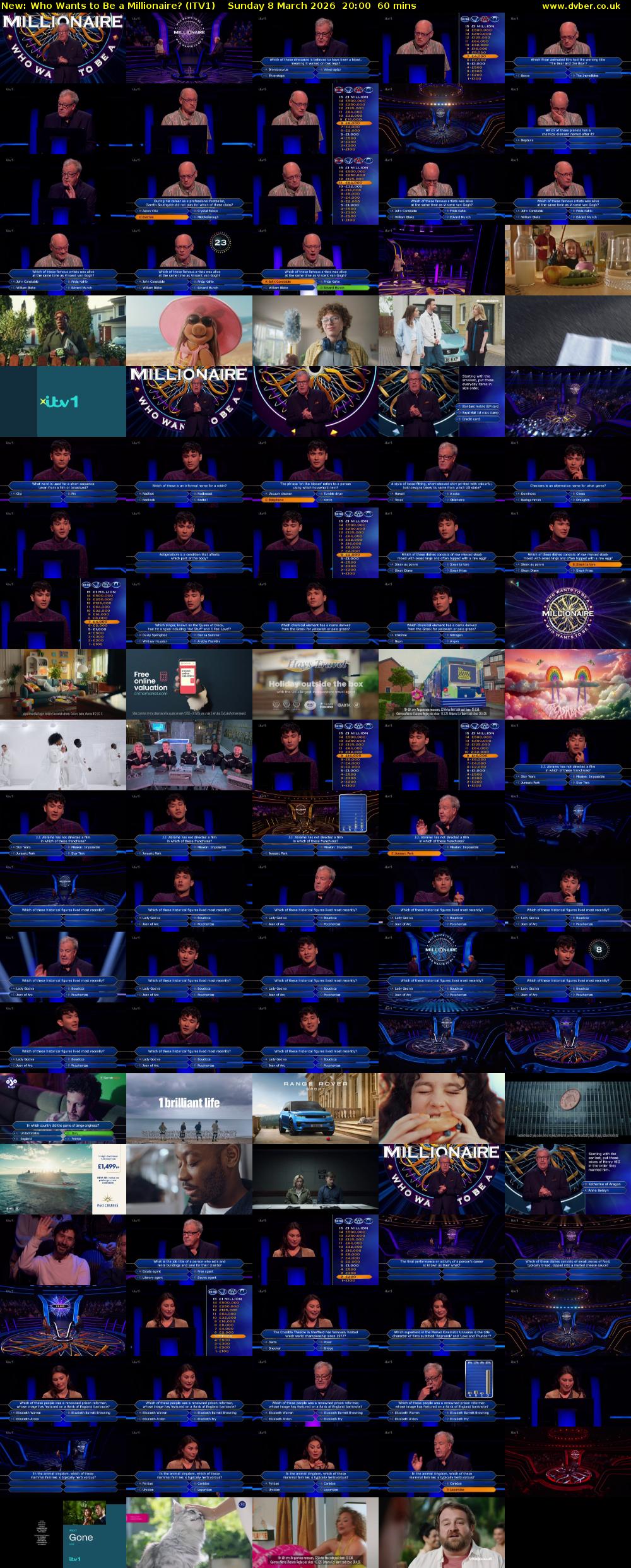 Who Wants to Be a Millionaire? (ITV1) Sunday 8 March 2026 20:00 - 21:00