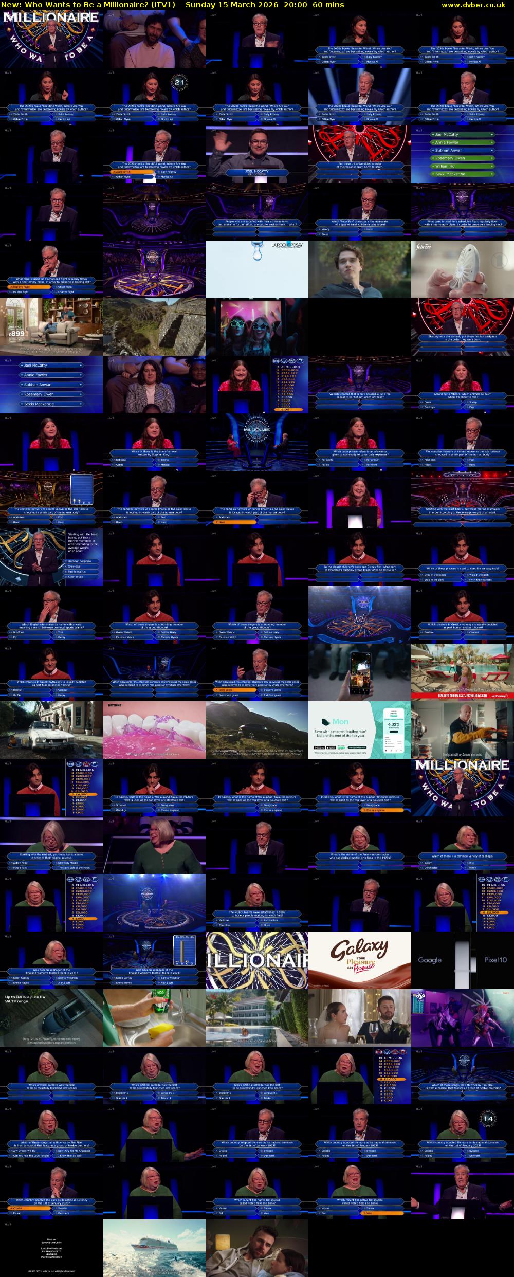 Who Wants to Be a Millionaire? (ITV1) Sunday 15 March 2026 20:00 - 21:00