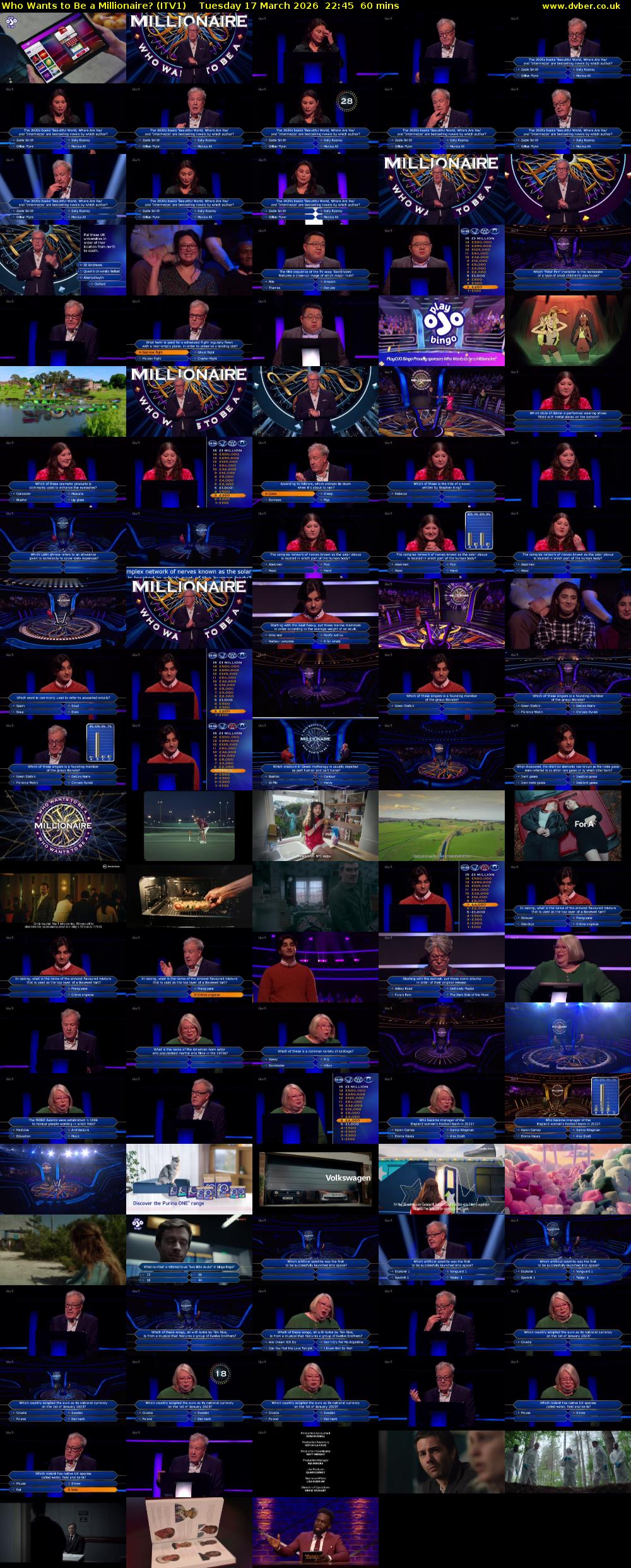 Who Wants to Be a Millionaire? (ITV1) Tuesday 17 March 2026 22:45 - 23:45