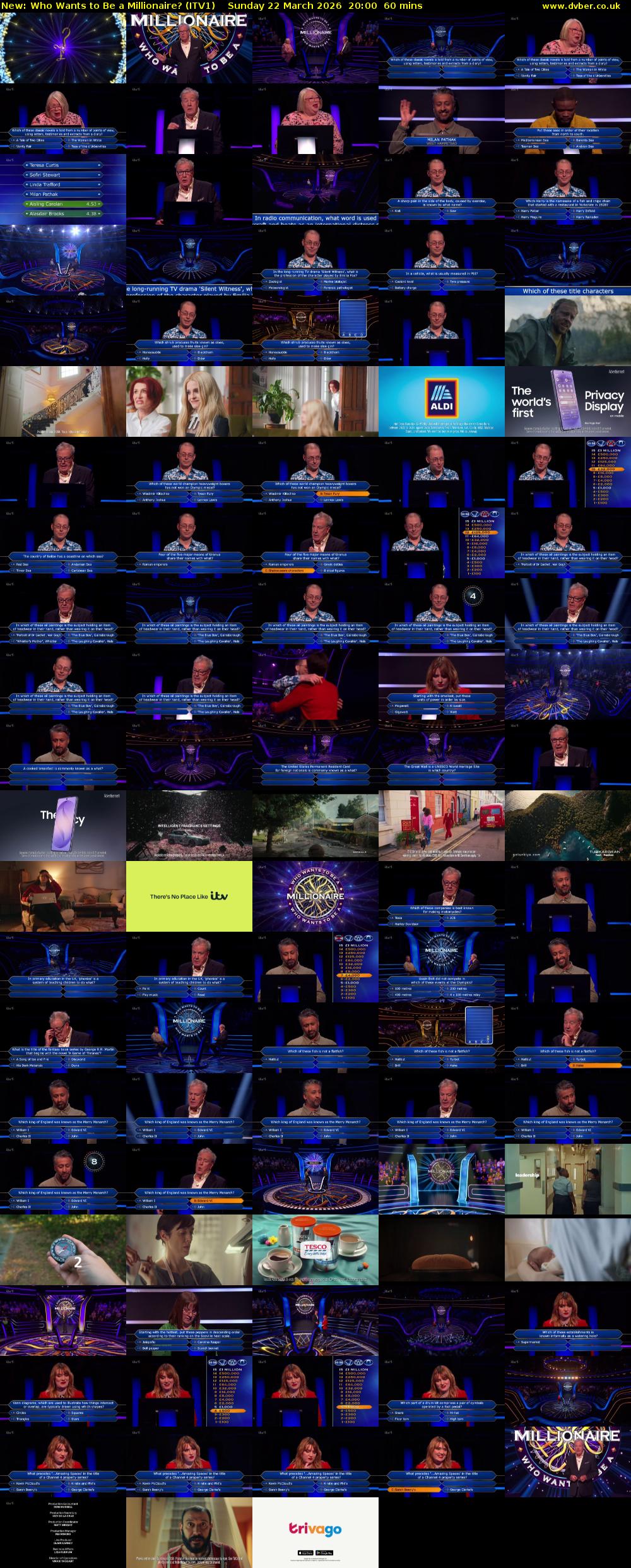 Who Wants to Be a Millionaire? (ITV1) Sunday 22 March 2026 20:00 - 21:00