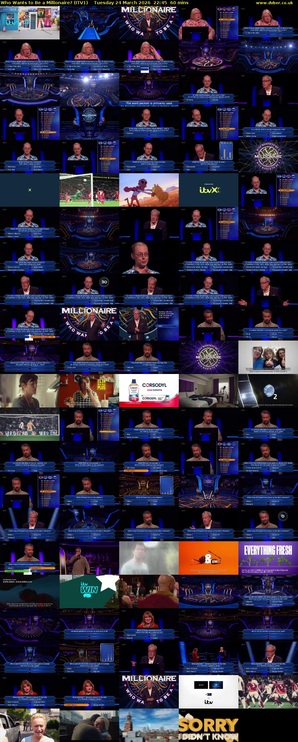Who Wants to Be a Millionaire? (ITV1) Tuesday 24 March 2026 22:45 - 23:45