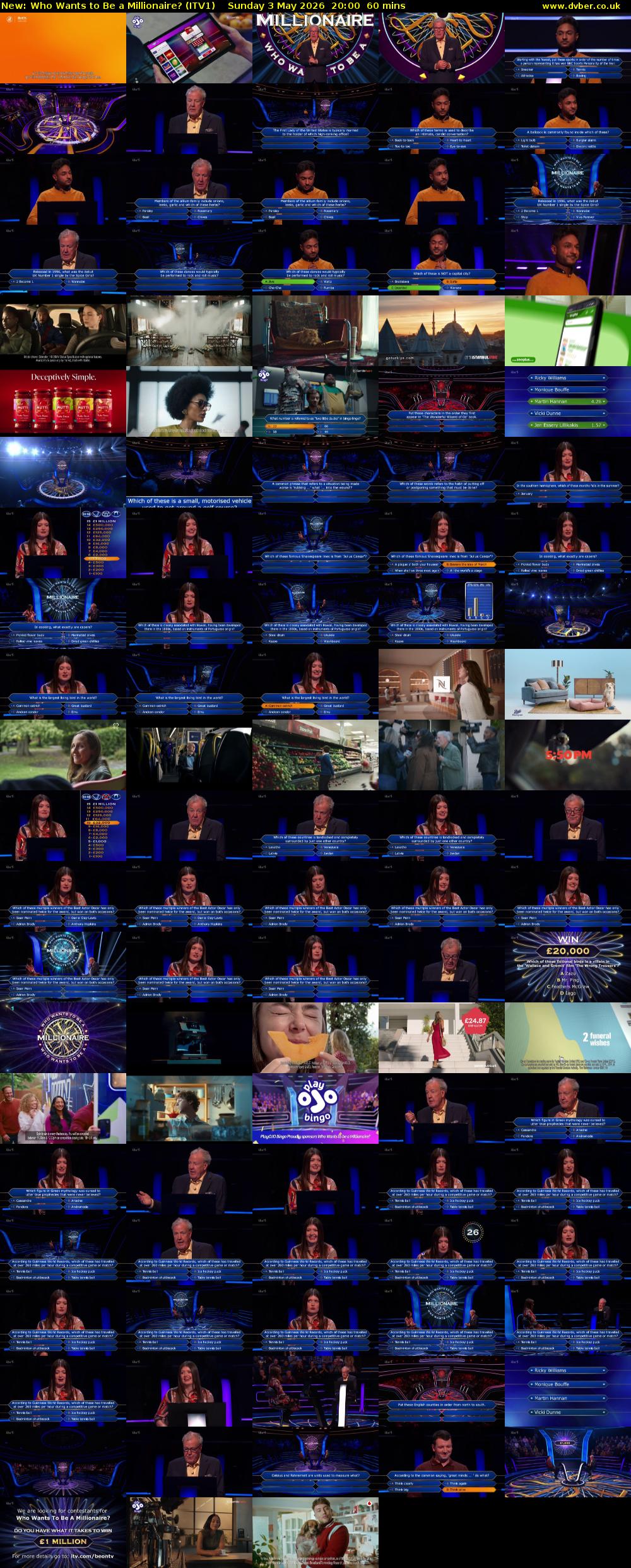 Who Wants to Be a Millionaire? (ITV1) Sunday 3 May 2026 20:00 - 21:00