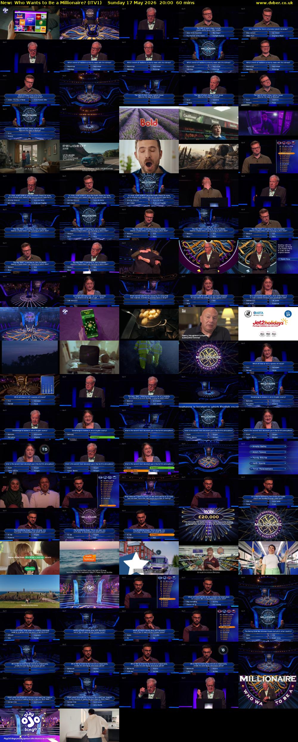 Who Wants to Be a Millionaire? (ITV1) Sunday 17 May 2026 20:00 - 21:00