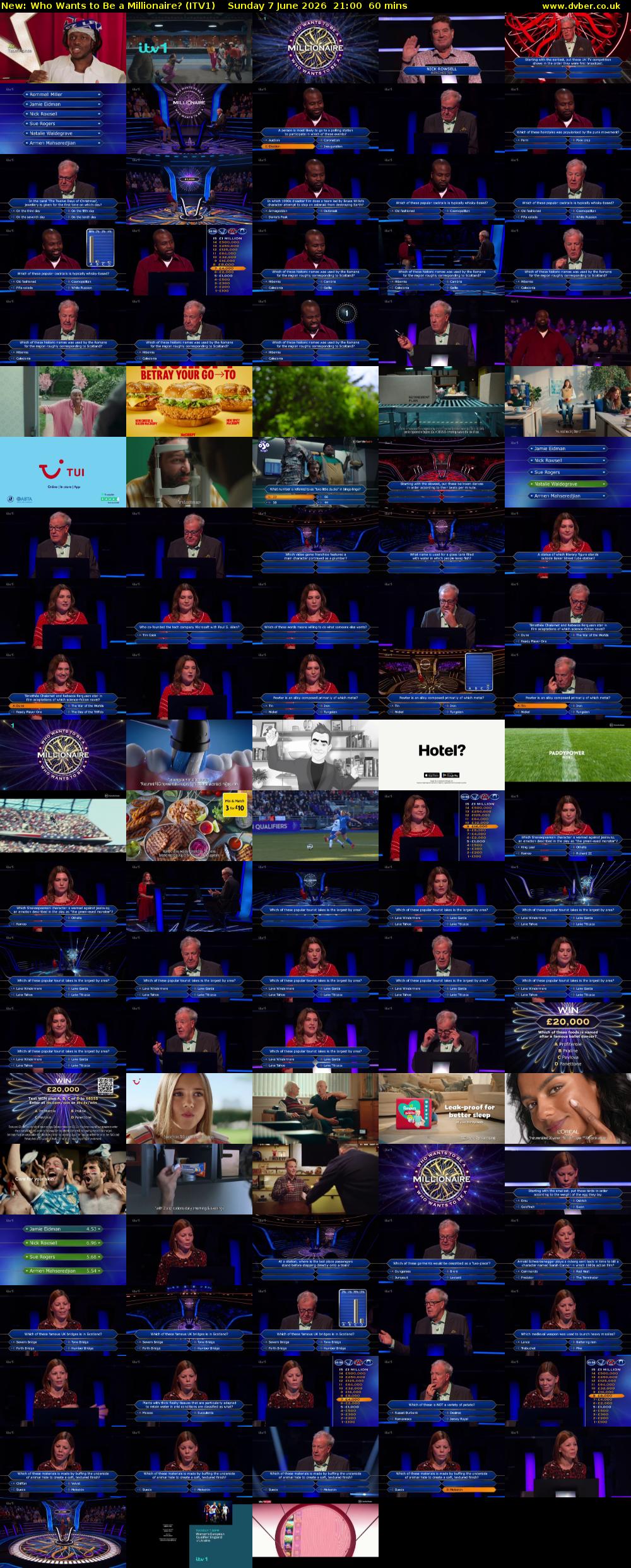 Who Wants to Be a Millionaire? (ITV1) Sunday 7 June 2026 21:00 - 22:00