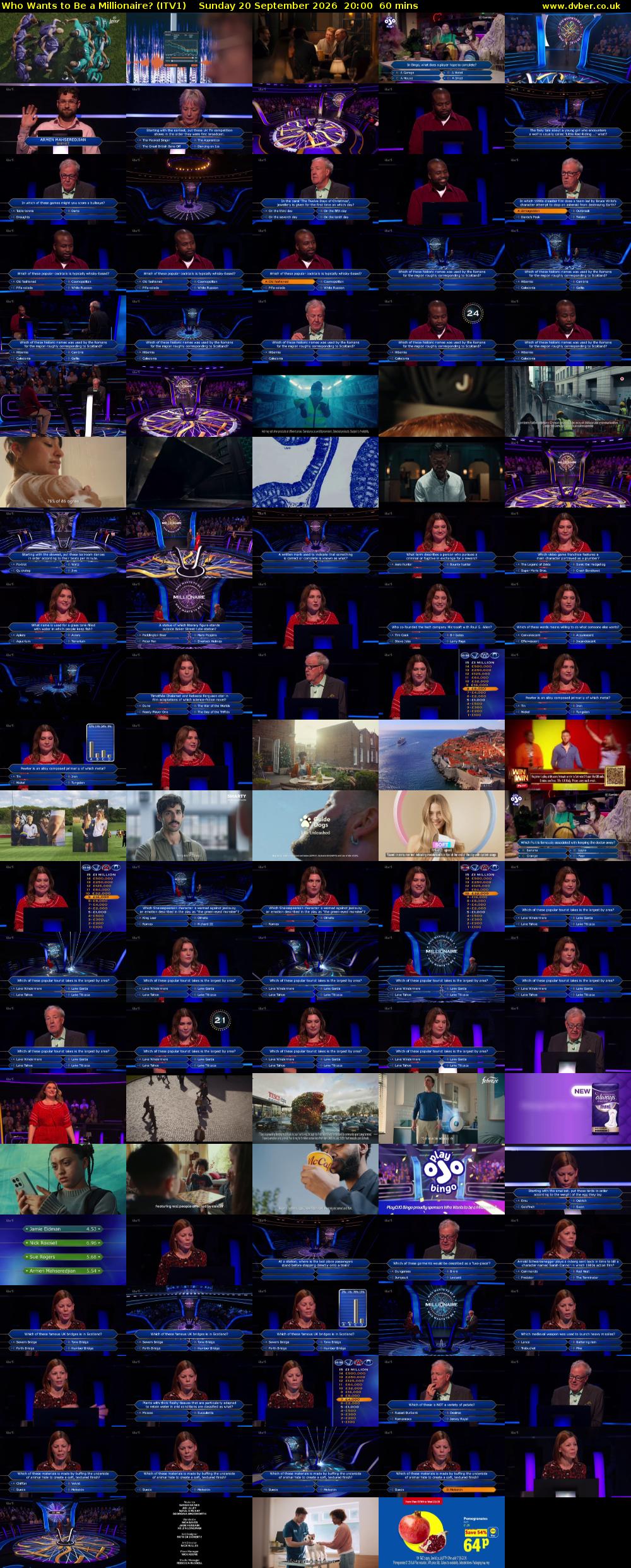Who Wants to Be a Millionaire? (ITV1) Sunday 20 September 2026 20:00 - 21:00