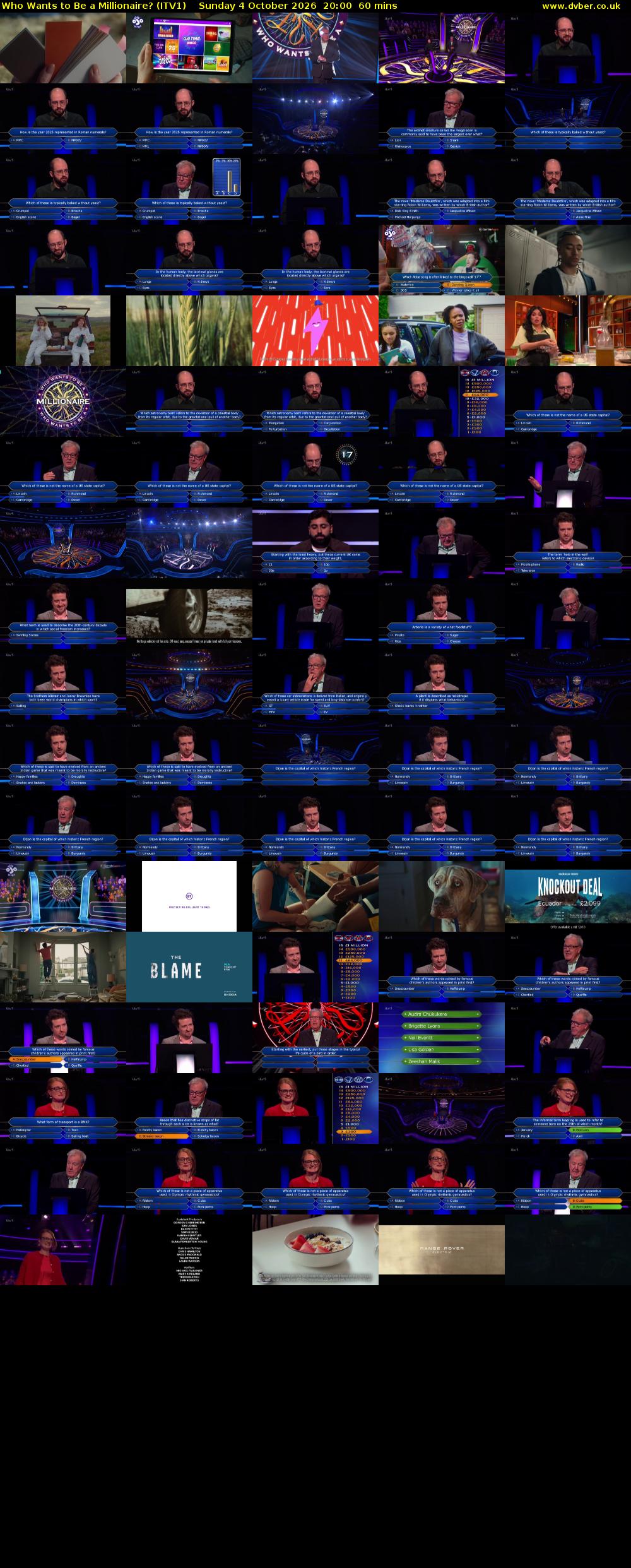 Who Wants to Be a Millionaire? (ITV1) Sunday 4 October 2026 20:00 - 21:00