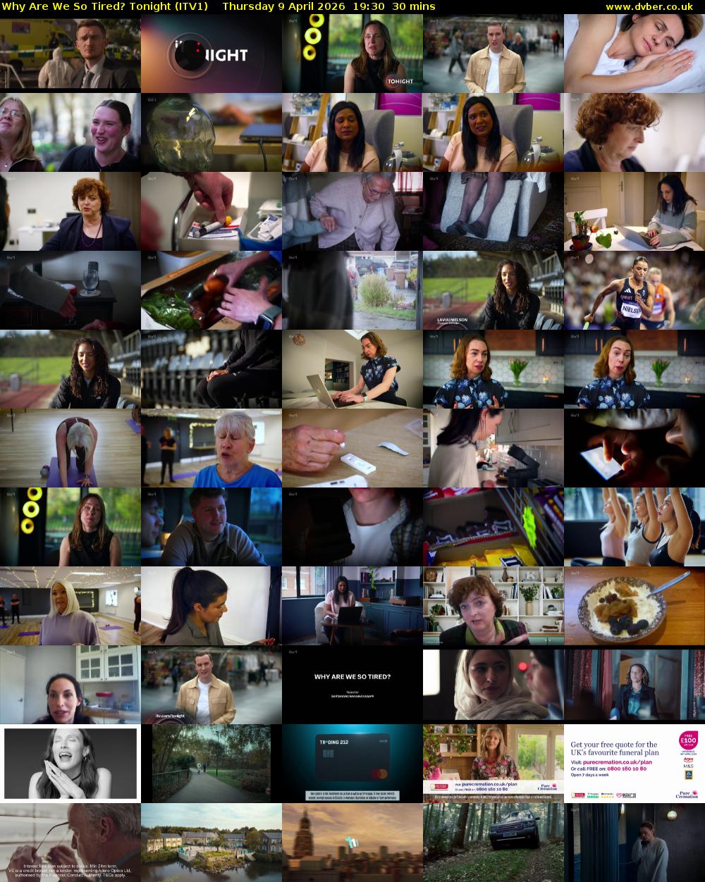 Why Are We So Tired? Tonight (ITV1) Thursday 9 April 2026 19:30 - 20:00