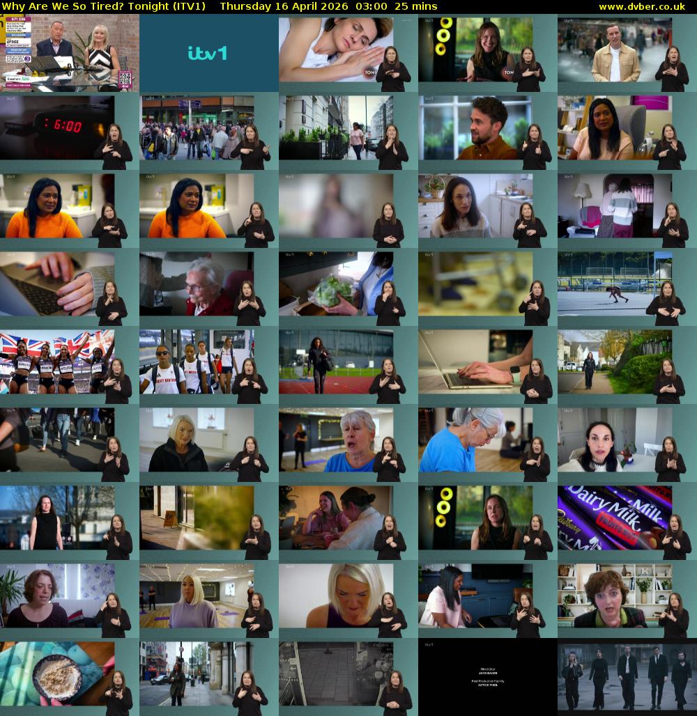 Why Are We So Tired? Tonight (ITV1) Thursday 16 April 2026 03:00 - 03:25
