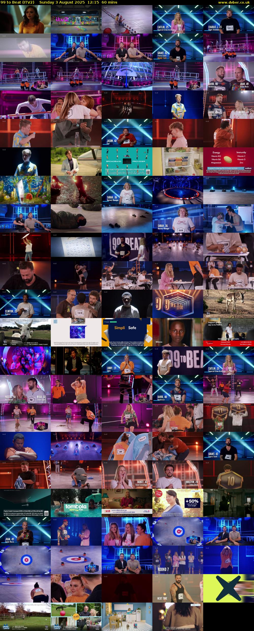 99 to Beat (ITV2) Sunday 3 August 2025 12:15 - 13:15