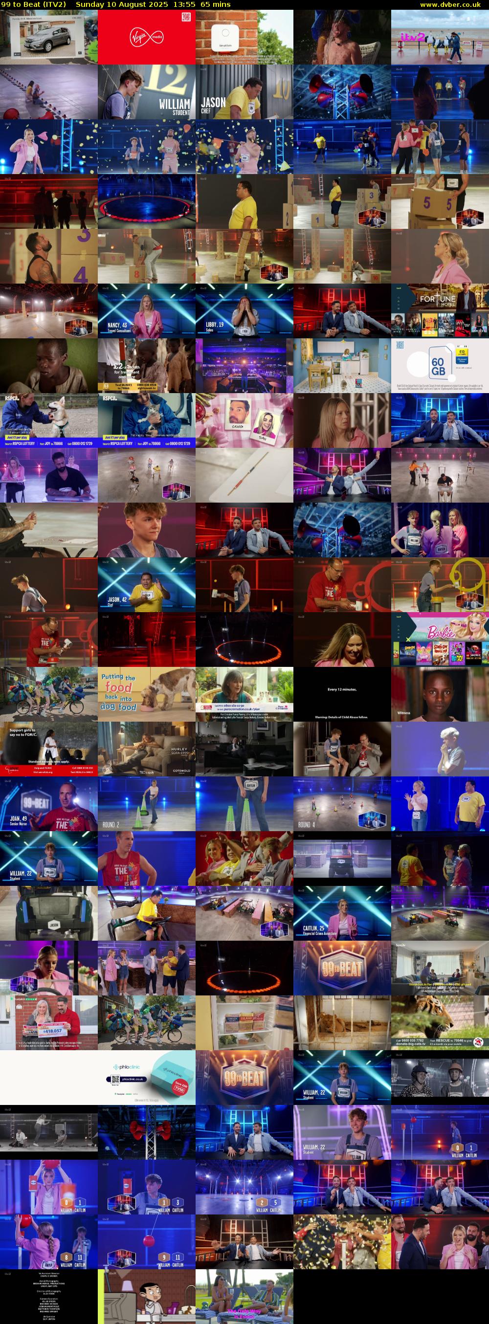 99 to Beat (ITV2) Sunday 10 August 2025 13:55 - 15:00