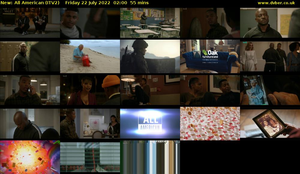 All American (ITV2) Friday 22 July 2022 02:00 - 02:55