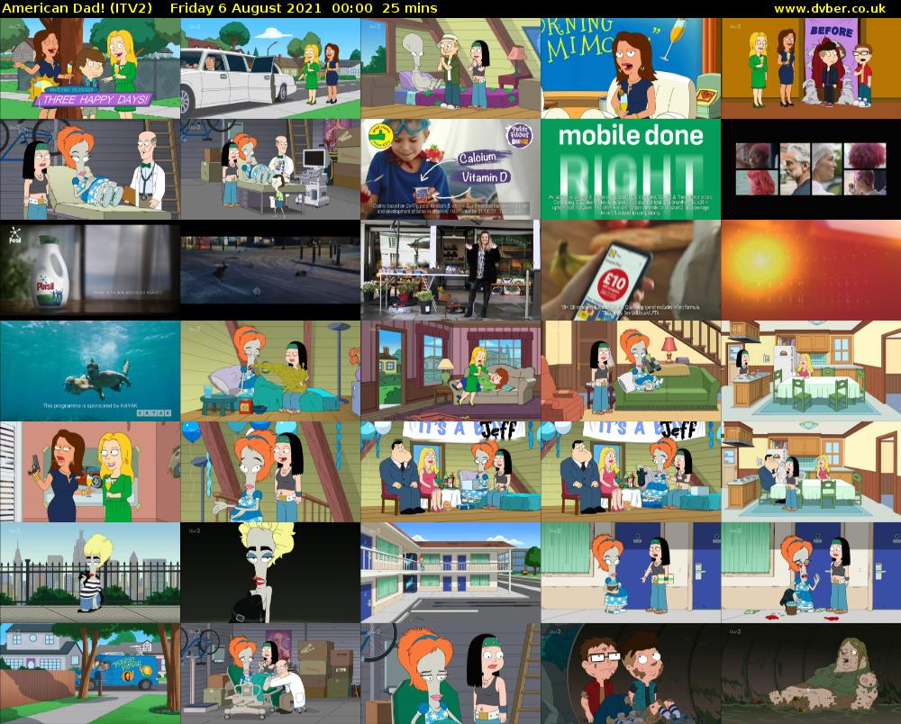American Dad! (ITV2) Friday 6 August 2021 00:00 - 00:25