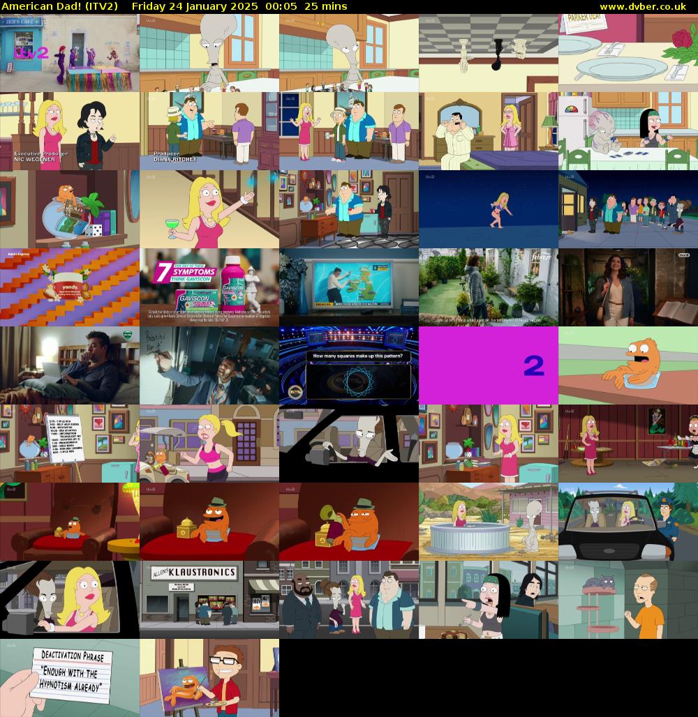 American Dad! (ITV2) Friday 24 January 2025 00:05 - 00:30