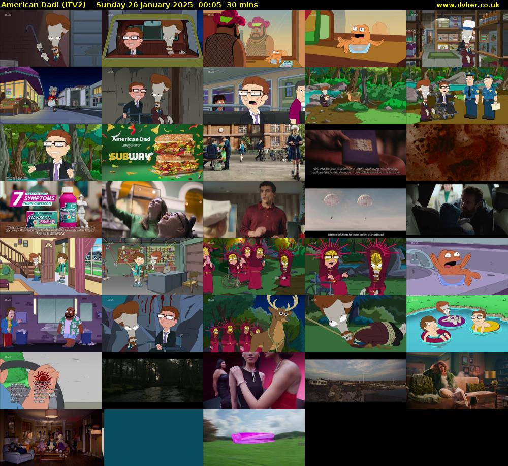 American Dad! (ITV2) Sunday 26 January 2025 00:05 - 00:35