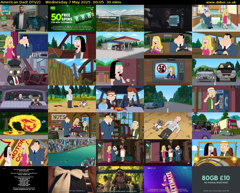 American Dad! (ITV2) Wednesday 7 May 2025 00:05 - 00:35