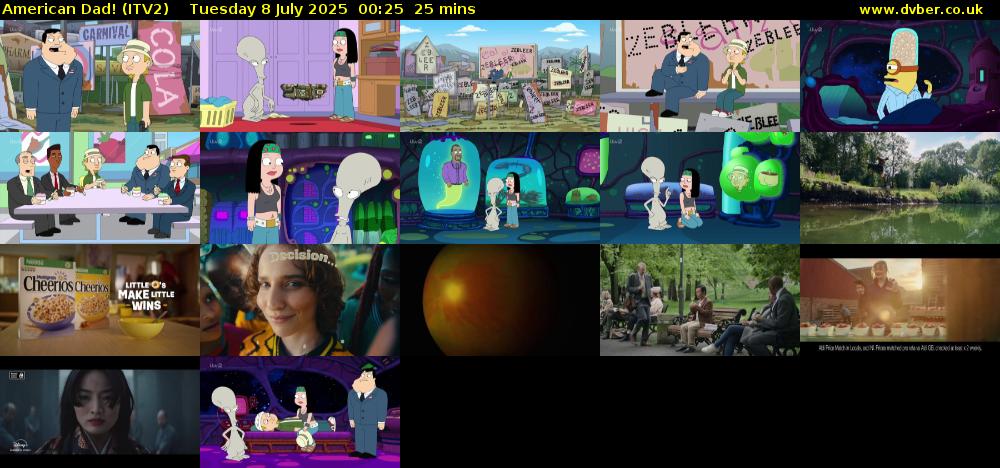 American Dad! (ITV2) Tuesday 8 July 2025 00:25 - 00:50