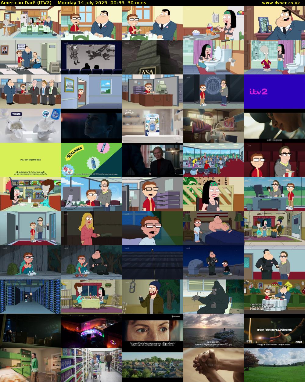 American Dad! (ITV2) Monday 14 July 2025 00:35 - 01:05