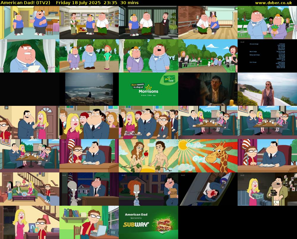 American Dad! (ITV2) Friday 18 July 2025 23:35 - 00:05