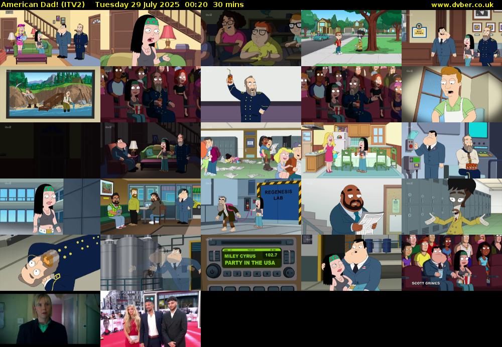 American Dad! (ITV2) Tuesday 29 July 2025 00:20 - 00:50