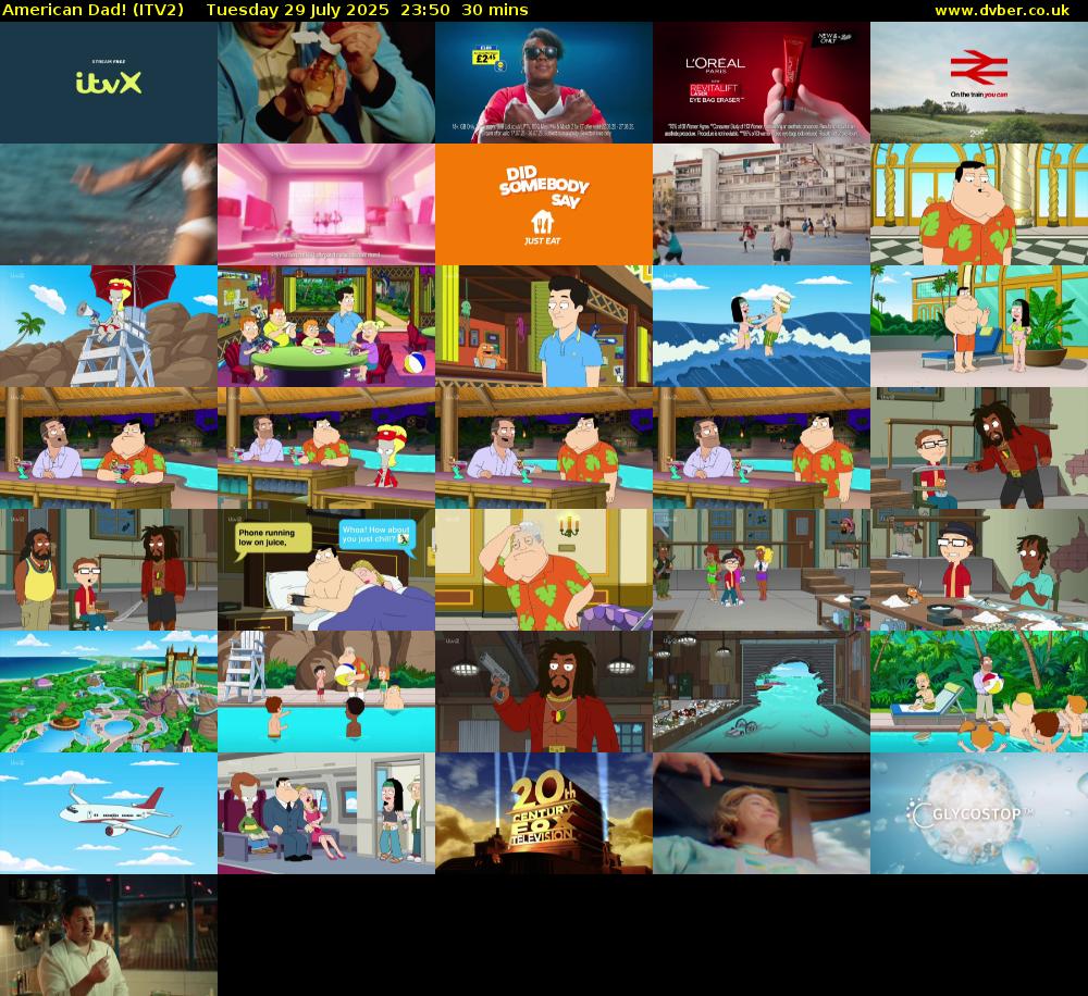 American Dad! (ITV2) Tuesday 29 July 2025 23:50 - 00:20