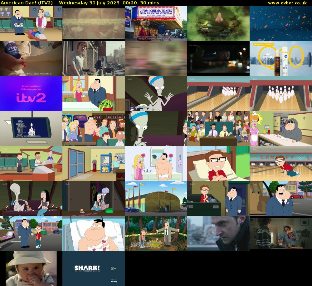 American Dad! (ITV2) Wednesday 30 July 2025 00:20 - 00:50
