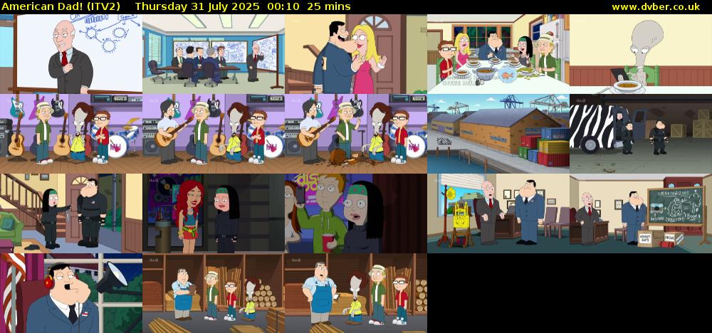 American Dad! (ITV2) Thursday 31 July 2025 00:10 - 00:35