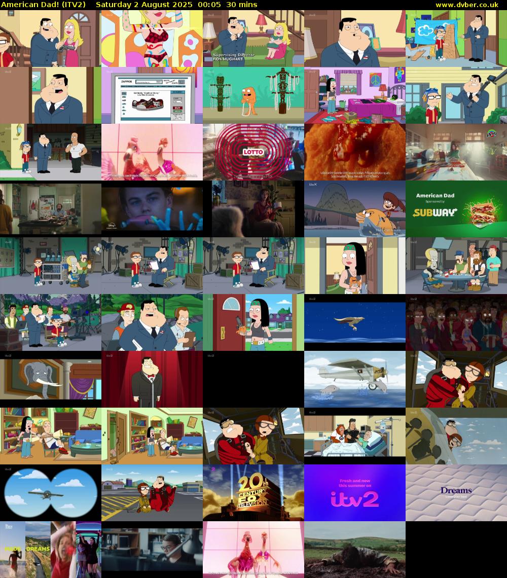American Dad! (ITV2) Saturday 2 August 2025 00:05 - 00:35