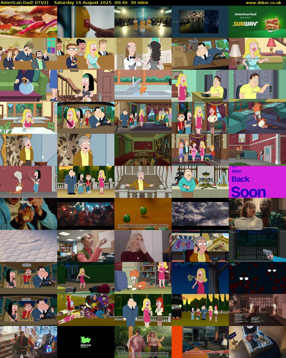 American Dad! (ITV2) Saturday 16 August 2025 00:40 - 01:10