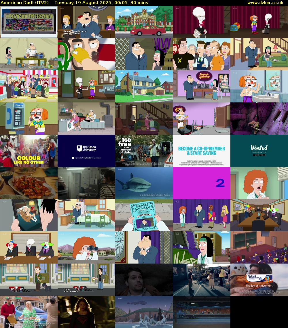 American Dad! (ITV2) Tuesday 19 August 2025 00:05 - 00:35