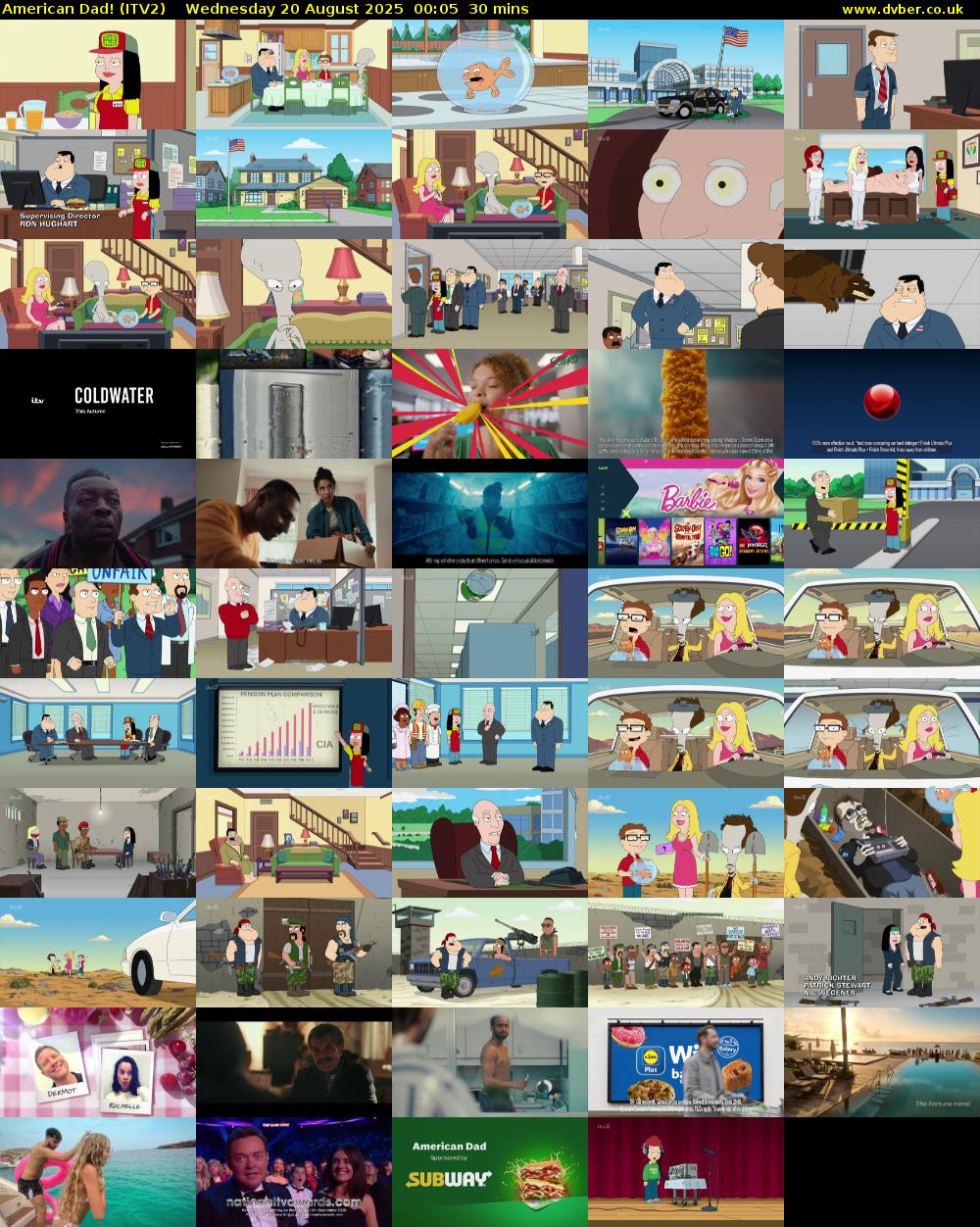 American Dad! (ITV2) Wednesday 20 August 2025 00:05 - 00:35