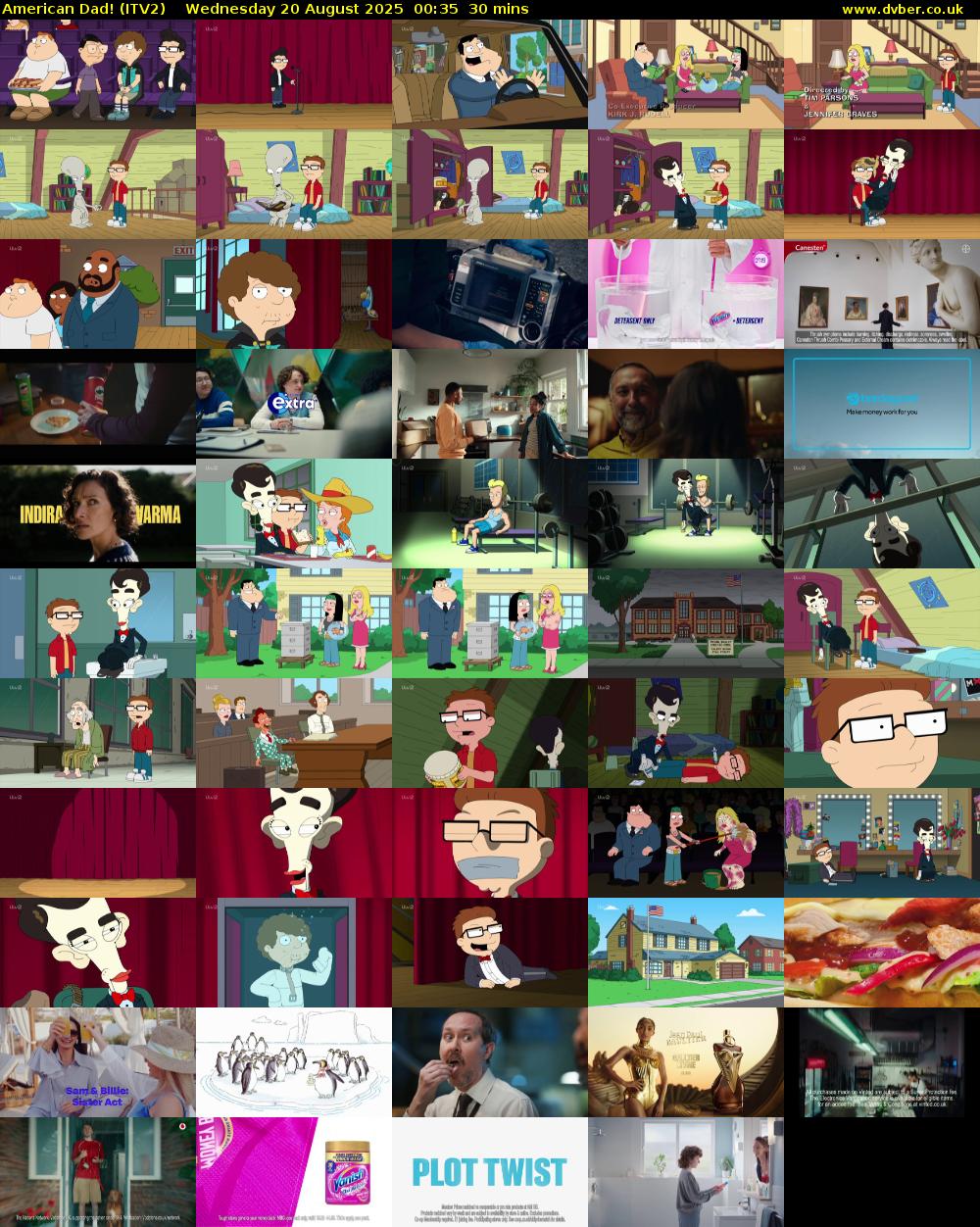 American Dad! (ITV2) Wednesday 20 August 2025 00:35 - 01:05