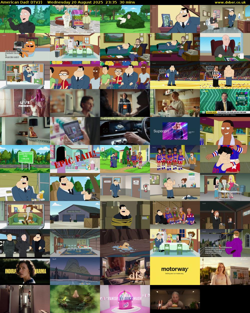 American Dad! (ITV2) Wednesday 20 August 2025 23:35 - 00:05