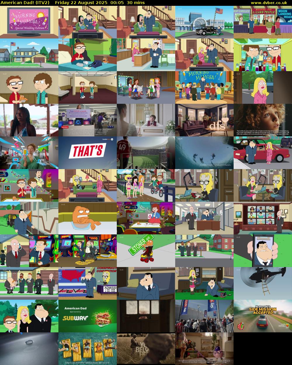 American Dad! (ITV2) Friday 22 August 2025 00:05 - 00:35