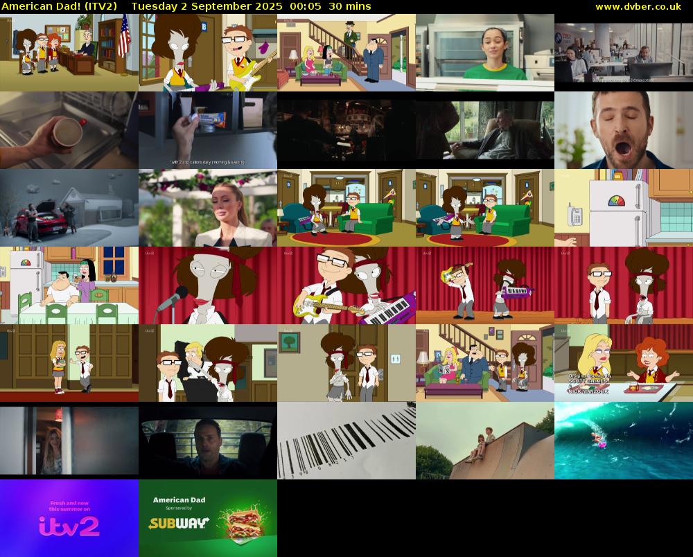 American Dad! (ITV2) Tuesday 2 September 2025 00:05 - 00:35